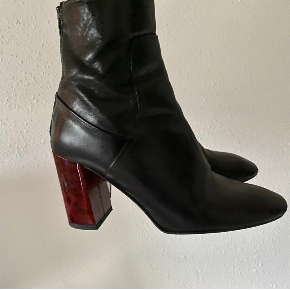 Topshop Soft Leather Boots with Marble Heel